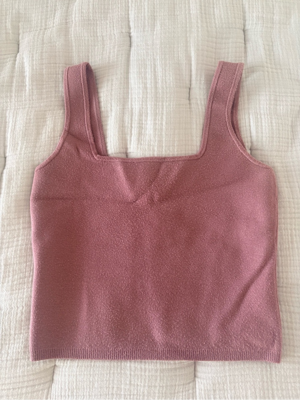 Abercrombie & Fitch Squared Neck Knit Tank - Mauve Pink